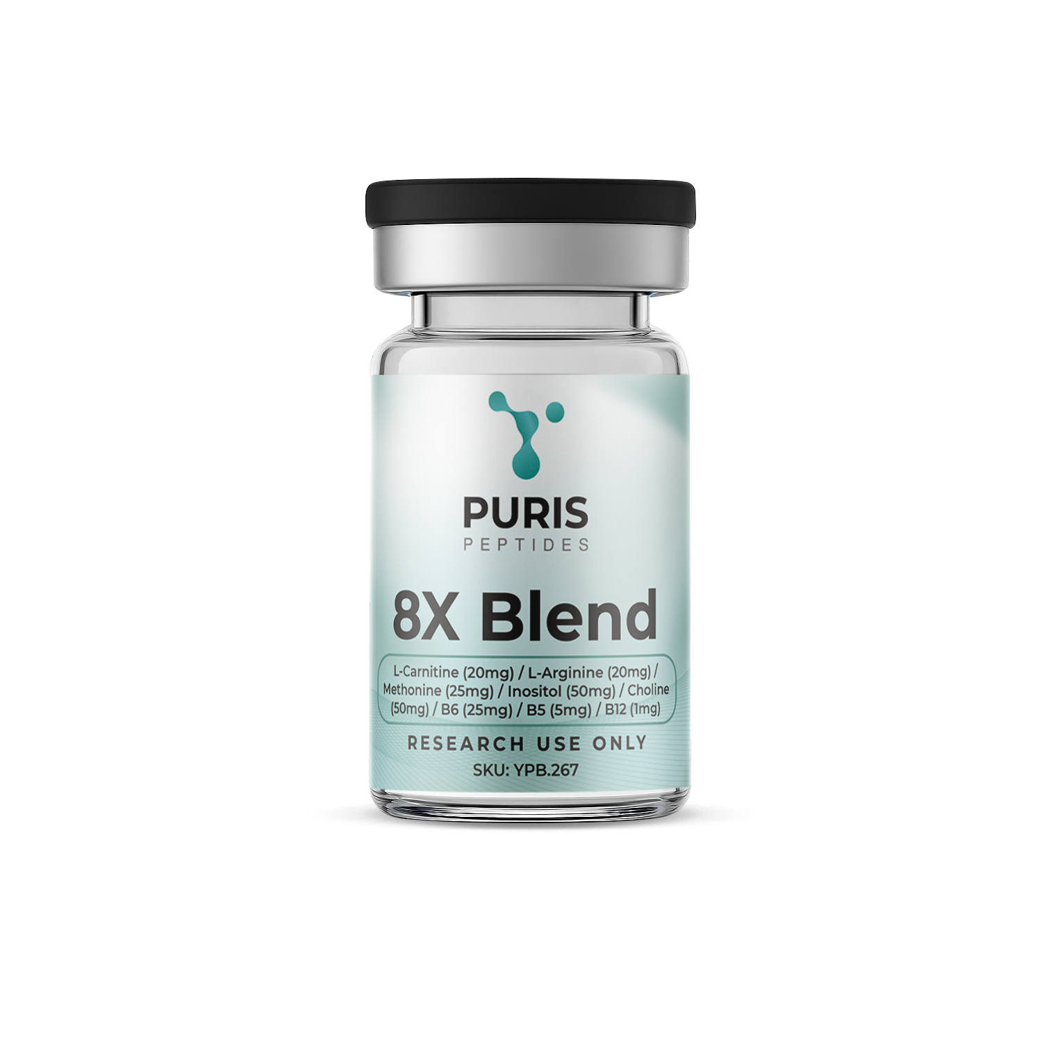 8X Blend L-Carnitine (20mg) / L-Arginine (20mg) / Methonine (25mg) / Inositol (50mg) / Choline (50mg) / B6 (25mg) / B5 (5mg) / B12 (1mg)